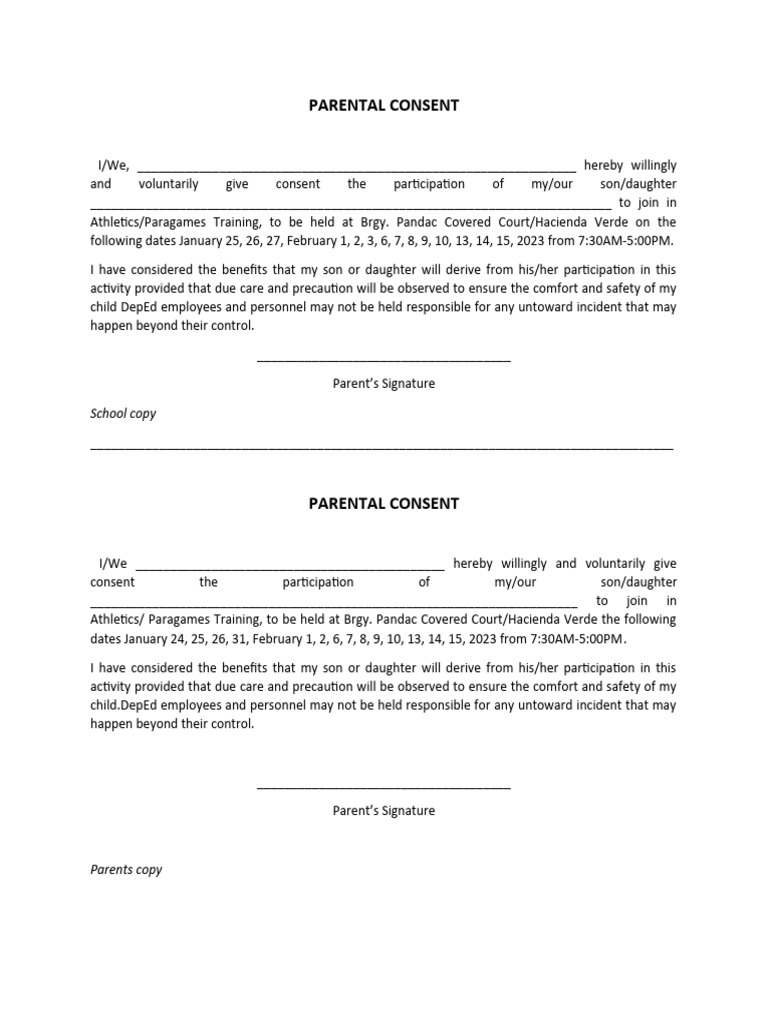 Parental Consent | PDF | Career & Growth