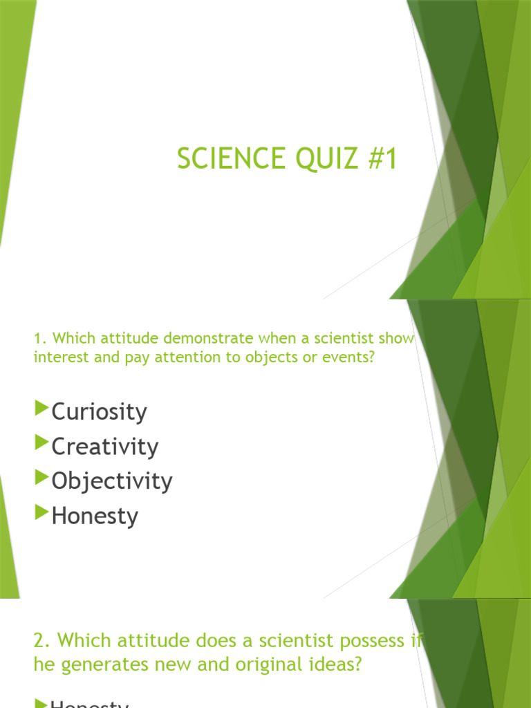 Science Quiz 1 PDF Experiment Hypothesis