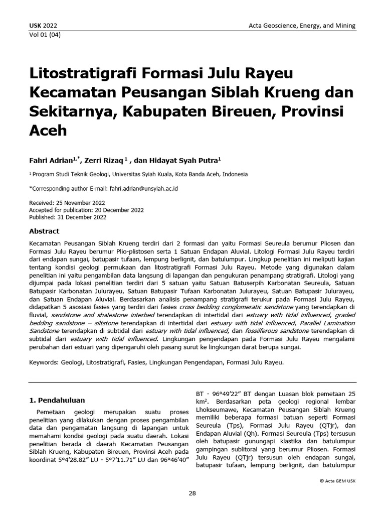 Litostratigrafi Formasi Julu Rayeu | PDF | Ilmu Sosial | Teknologi ...