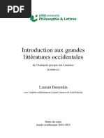Syllabus Introduction Litteratures Occidentales 22 23 PDF Paris  
