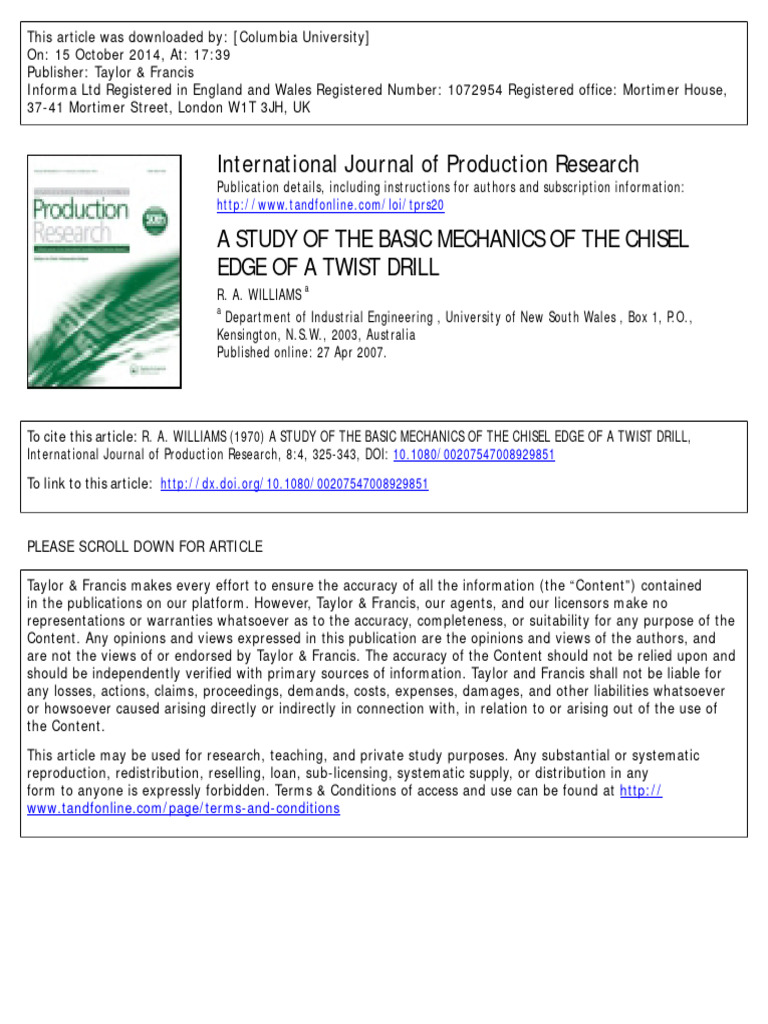 A Study of The Bacics Mechanics of Chisel Edge | PDF | Force | Velocity