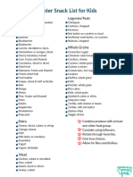 Master Snack List Check List
