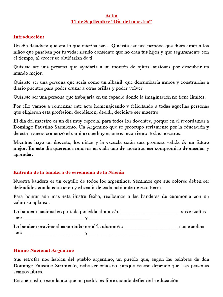 Glosas Acto Dia Del Maestro | PDF