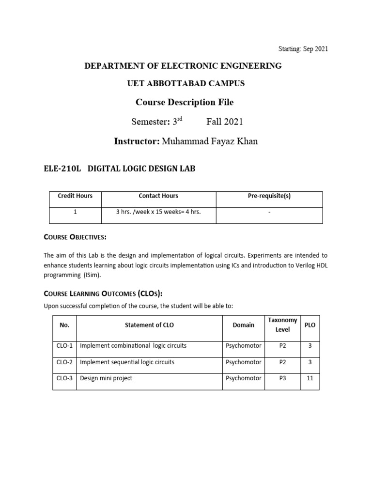 Cdf dld lab 2020 pdf logic gate computer engineering