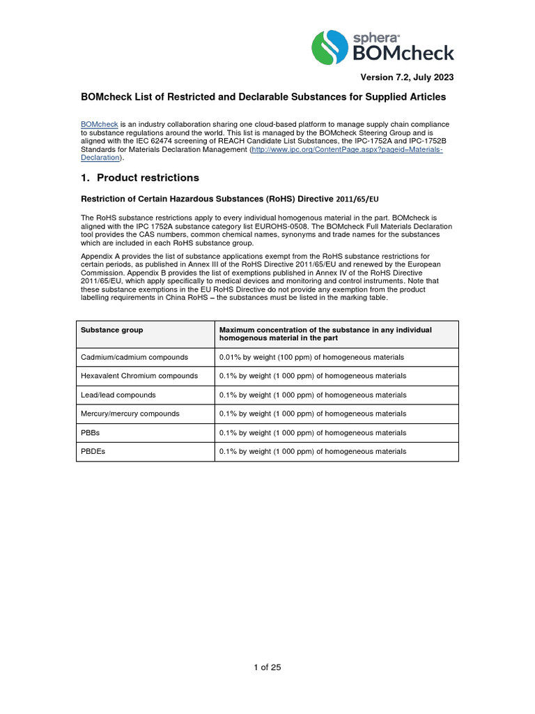 IEC 62474 Declarable Substance List | PDF | Chemical Compounds ...
