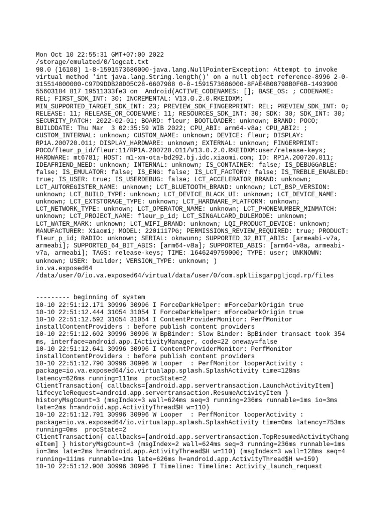 Android Logcat Error Analysis | PDF | System Software | Computer Science