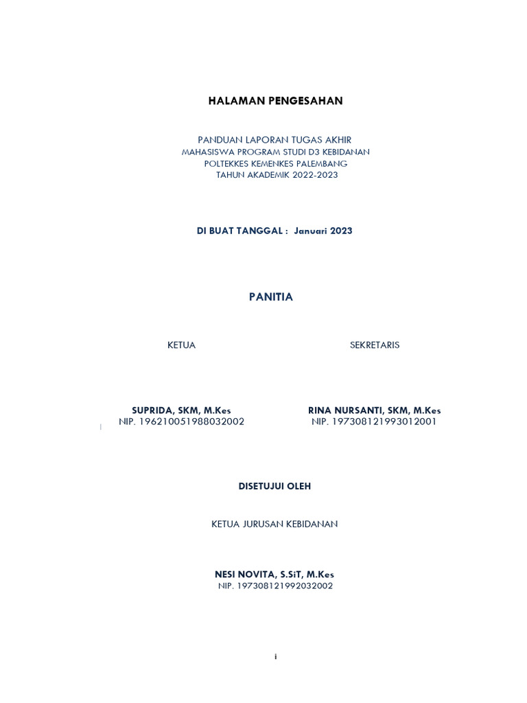 Panduan Laporan Tugas Akhir Kebidanan | PDF