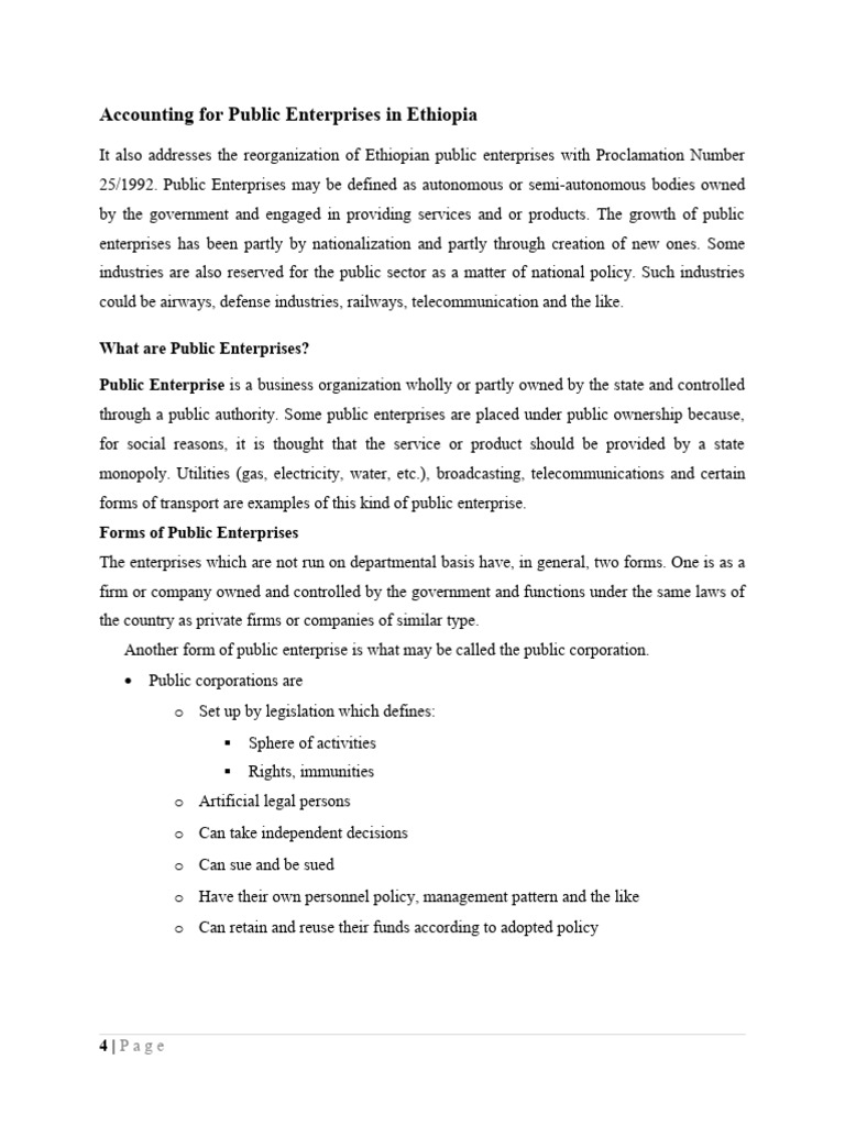 Accounting For Public Enterprises in Ethiopia Download Free PDF