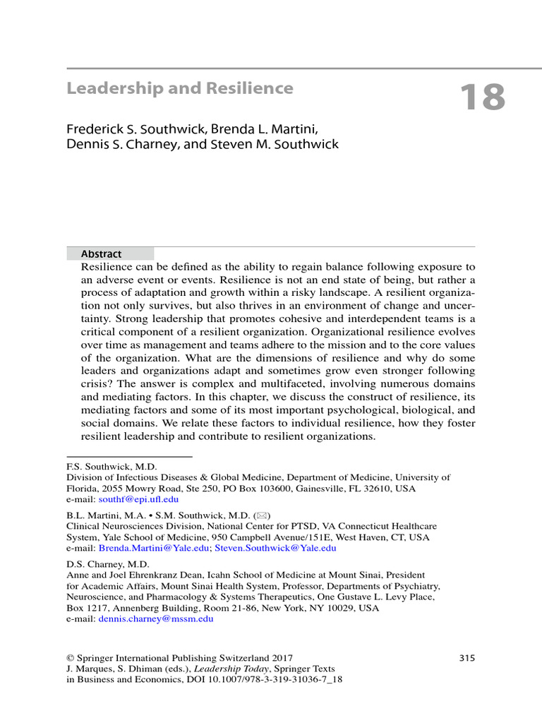 Leadership and Organizational Resilience | PDF | Psychological ...