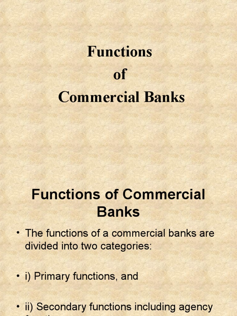 Functions Of Commercial Banks Deposit Account Banks
