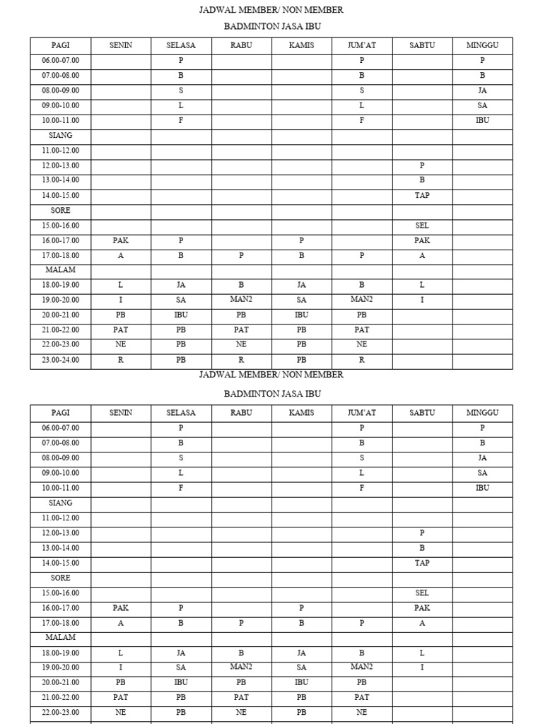 Jadwal Badminton | PDF