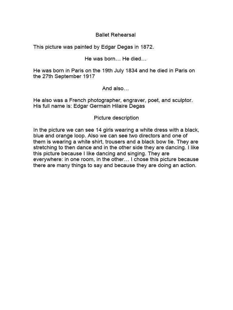 Ballet Rehearsal PDF