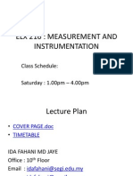 Elx 216: Measurement and Instrumentation: Class Schedule: Saturday: 1.00pm - 4.00pm