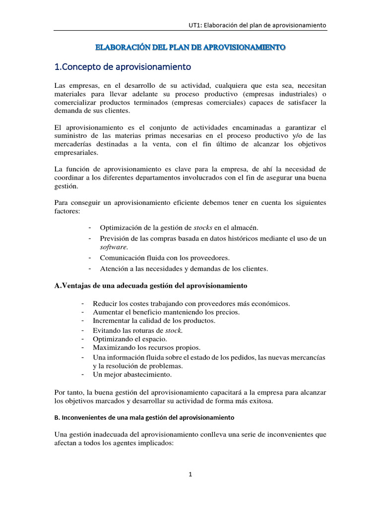 Plan de Aprovisionamiento Eficiente | PDF | Business | Obtención