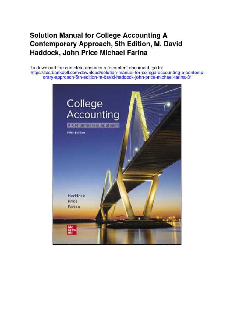Solution Manual For College Accounting A Contemporary Approach 5th