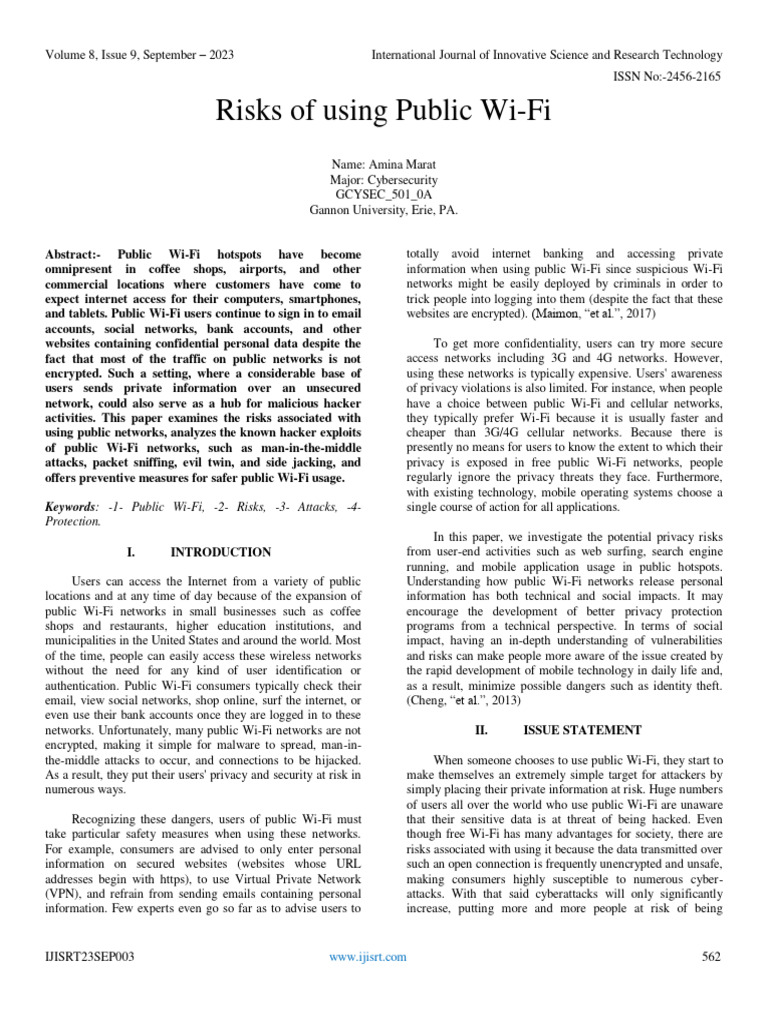 Risks of Public Wi-Fi Usage | PDF | Denial Of Service Attack | Computer ...