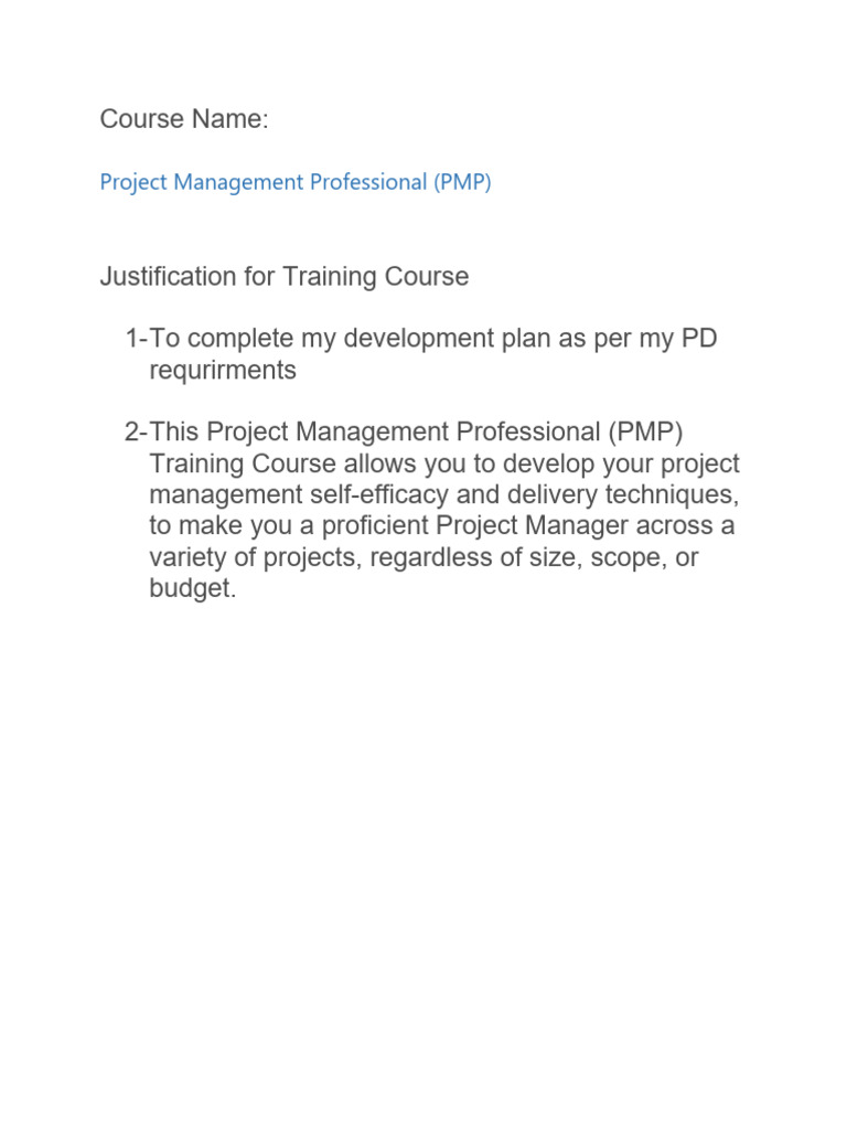 Justification For Training Course PDF
