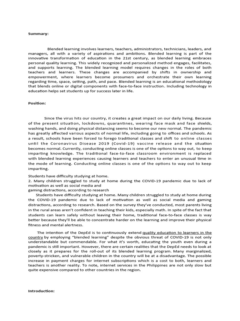 Position No 1 Pdf Educational Technology Learning