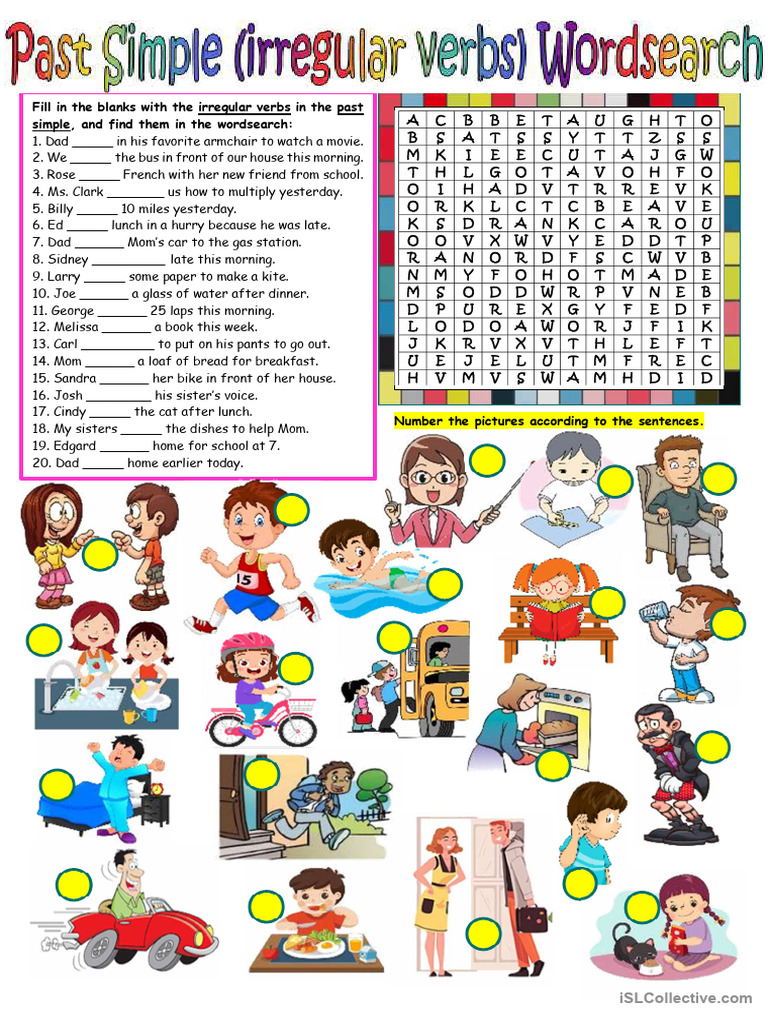Past Simple Irregular Verbs Wordsearch | PDF | Linguistics | Linguistic ...