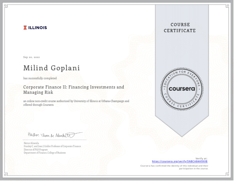 Corporate Finance II Course Completion | PDF