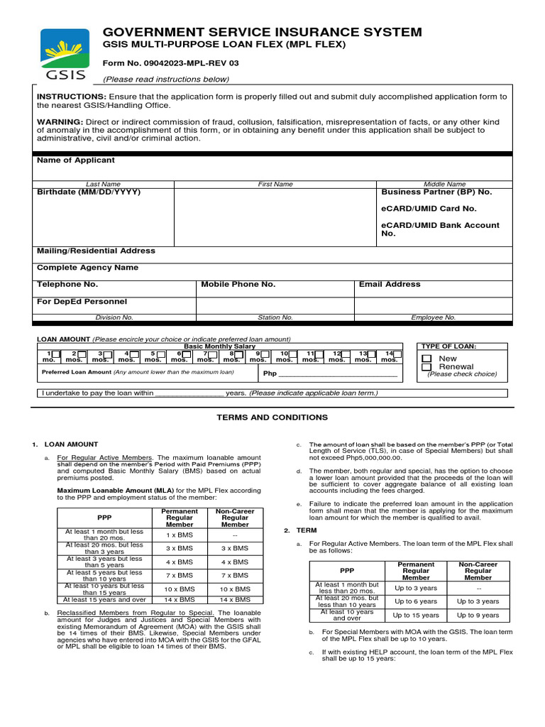 GSIS Multi-Purpose Loan Flex Guide | PDF | Loans | Interest