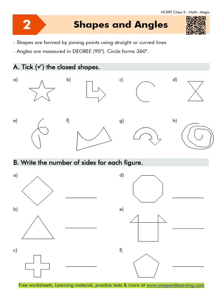Class 5 Maths Chapter 2 Shapes and Angles Worksheet PDF Angle Circle