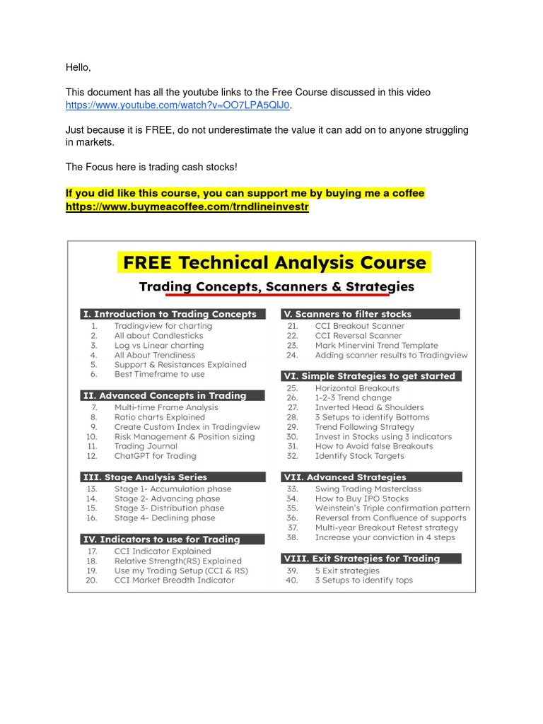 Free Trading Course Links | PDF | Technical Analysis | Money