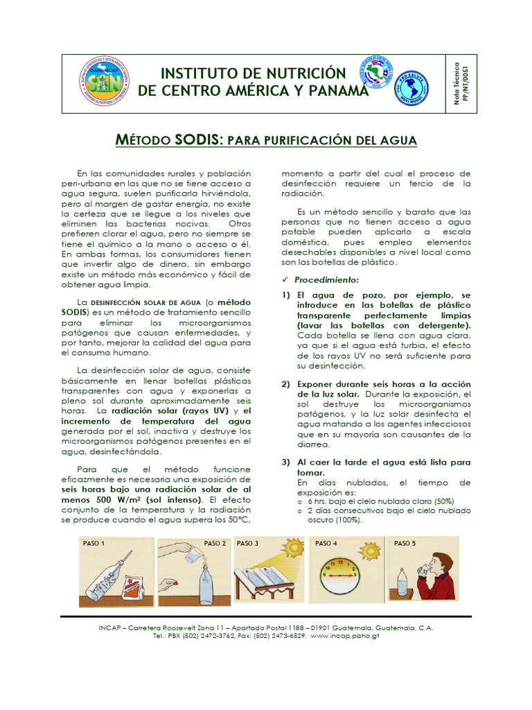 Metodo SODIS para Purificacion Del Agua | PDF | Agua | Agua potable