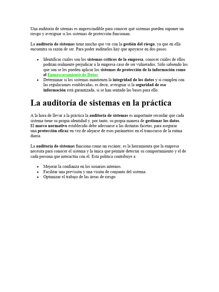 La Auditoría de Sistemas en La Práctica El Información Está