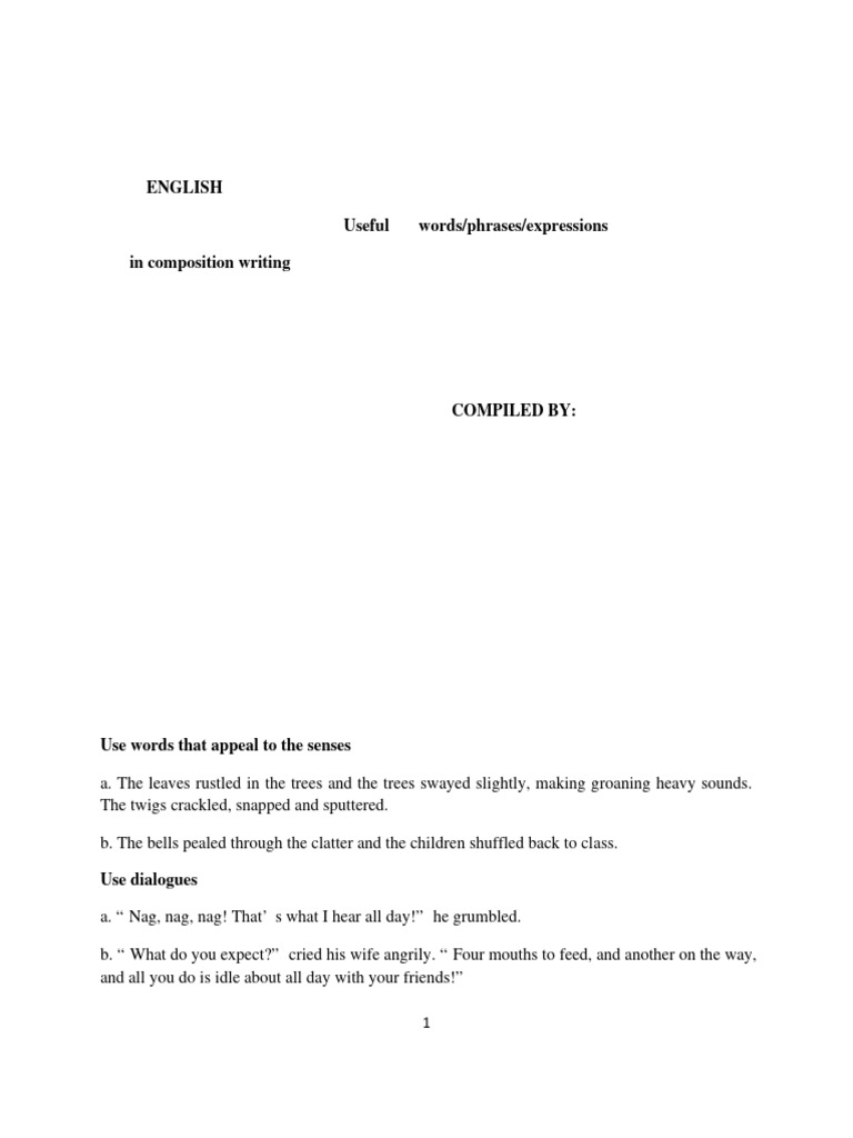 Effective Phrases for Composition Writing | PDF | Sky | Anger