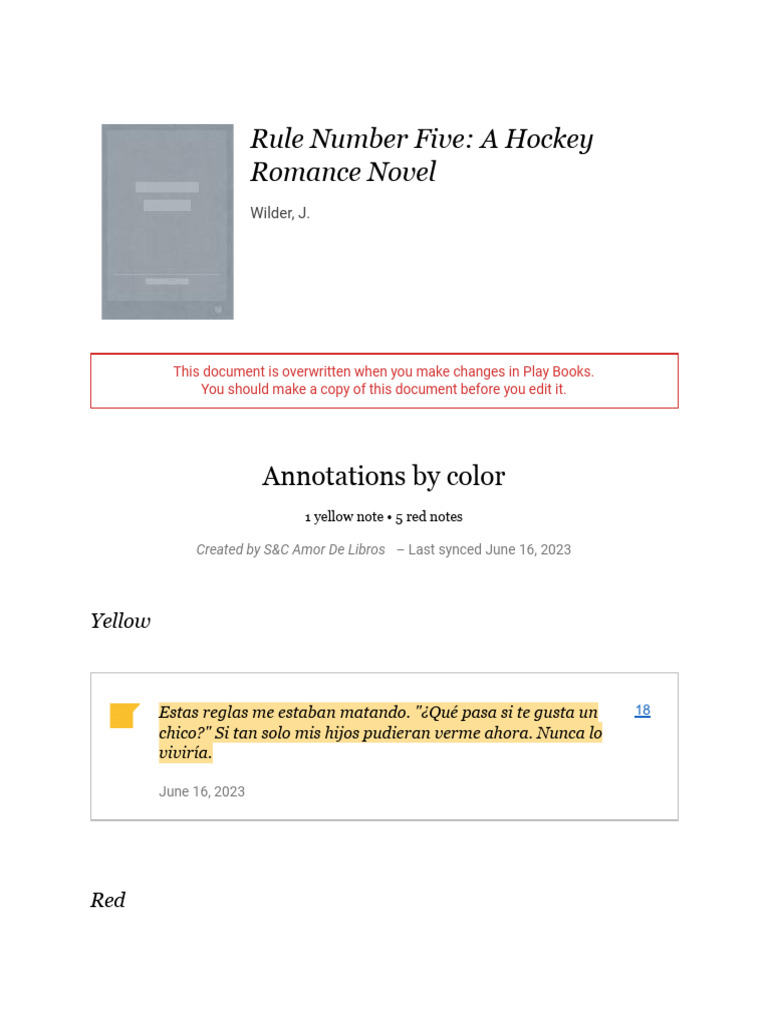 Notes From - Rule Number Five - A Hockey Romance Novel | PDF