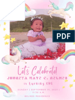 Cute Rainbow Happy Photo Pink Yellow 1st Birthday Unicorns Stars Card Invitation