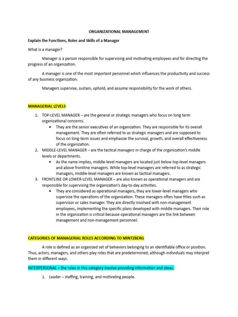 Organizational Management | PDF | Skill | Communication