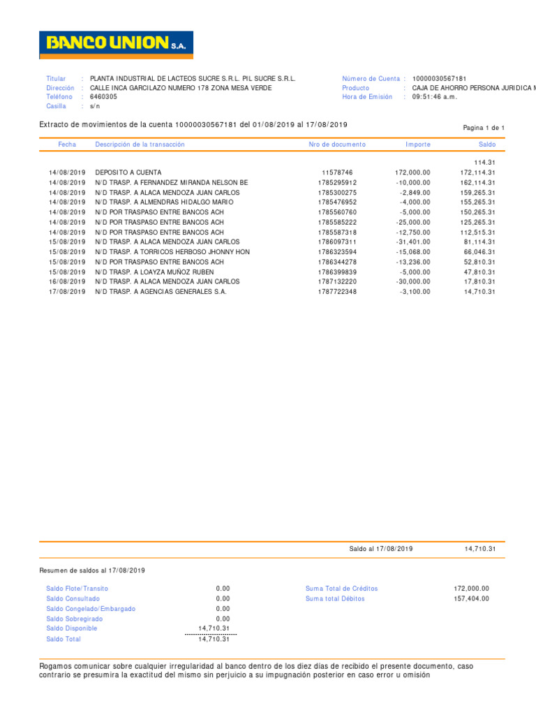 095146.510 10000030567181 Extracto | PDF | Bancario | Servicios financieros