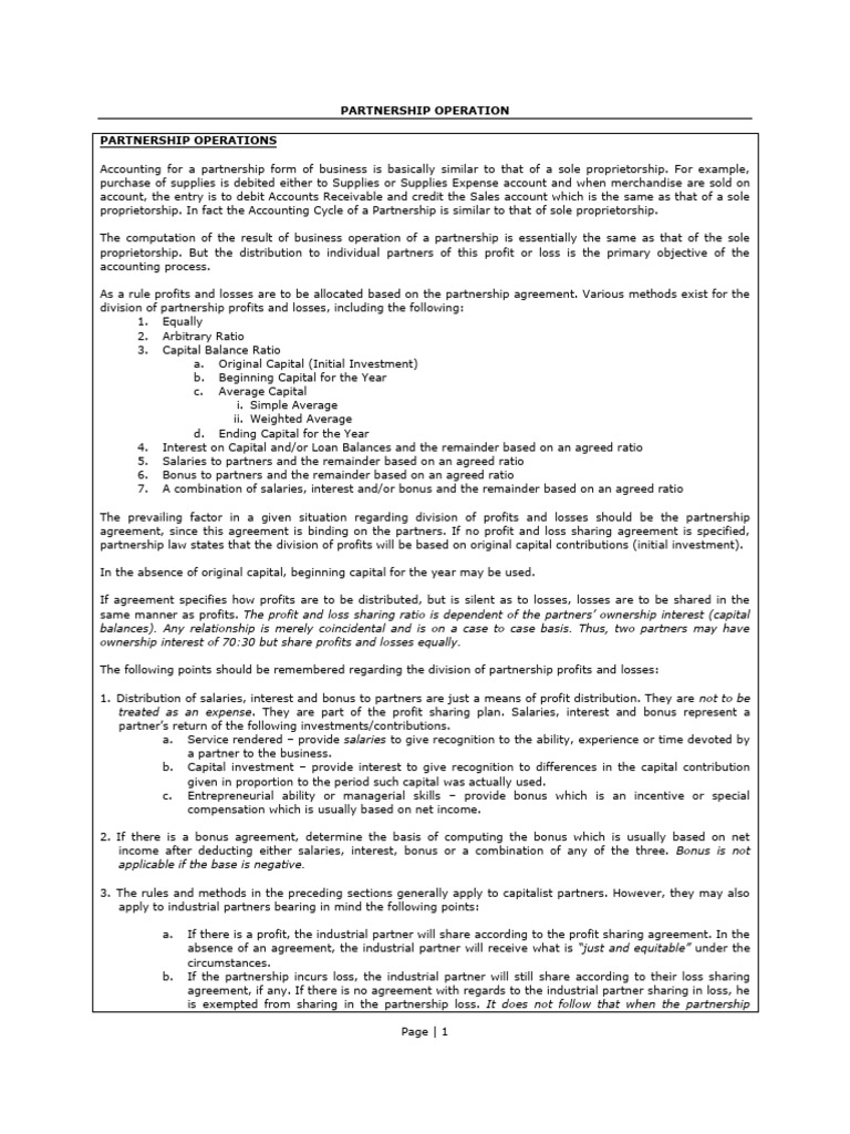 Partnership Operations - Learning Material | PDF | Partnership | Interest