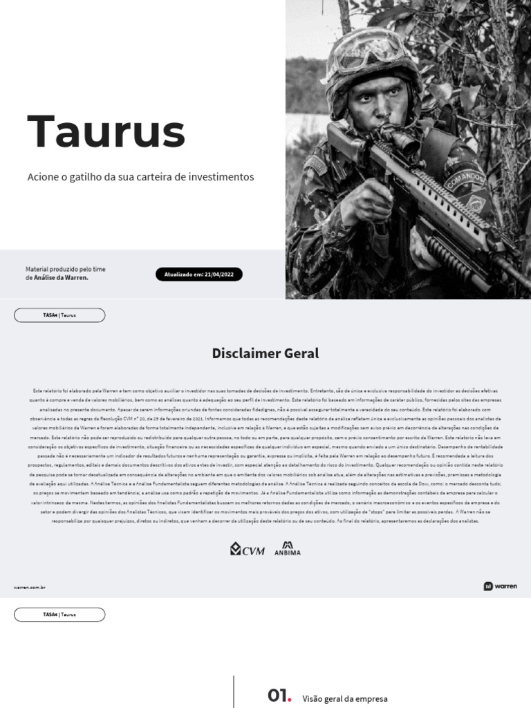 Análise de Investimento: TASA4 Taurus | PDF | Investimentos | Dividendo