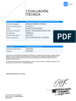 Certificado Evaluación Psicosensotécnica: Folio: 0004739133