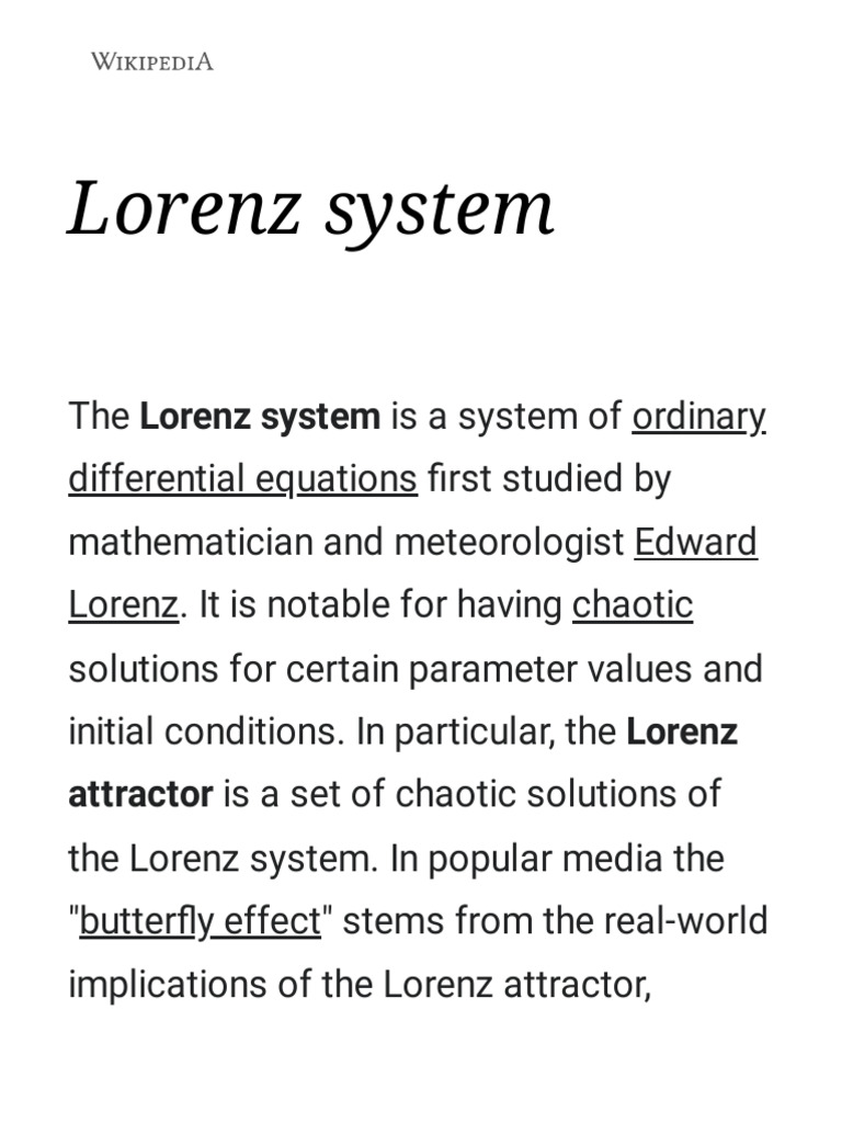 Lorenz System and Attractor Overview | PDF | Teaching Methods ...