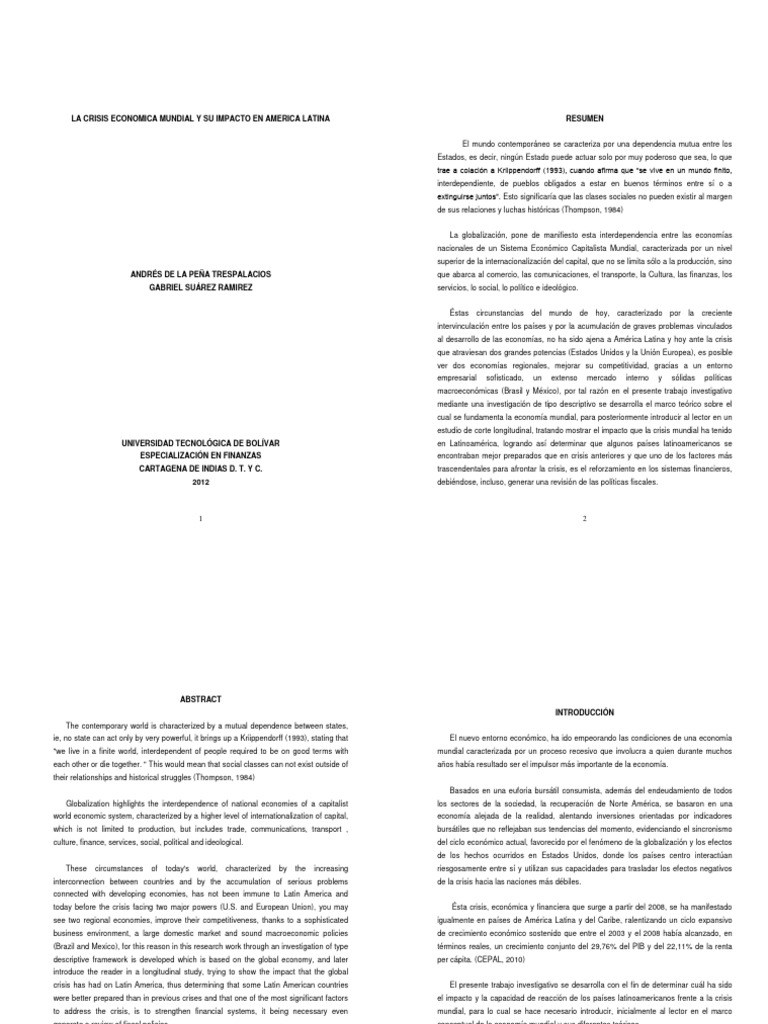 Impacto de la Crisis Económica en LATAM | PDF | Crecimiento económico ...