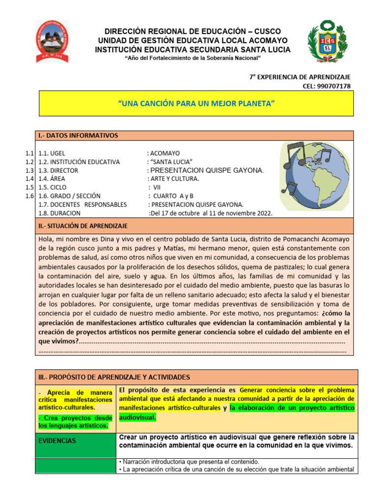 7° EDA 4° Grado | PDF | Aprendizaje | Entorno natural