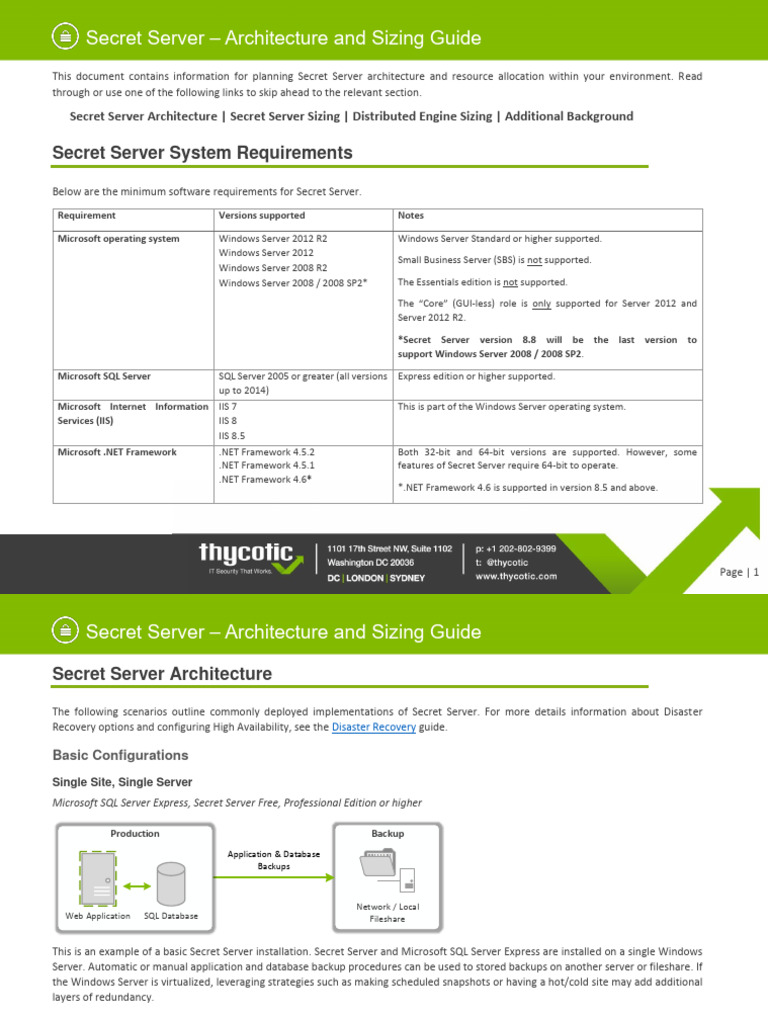 Secret Server Architecture & Sizing Guide | PDF | World Wide Web ...