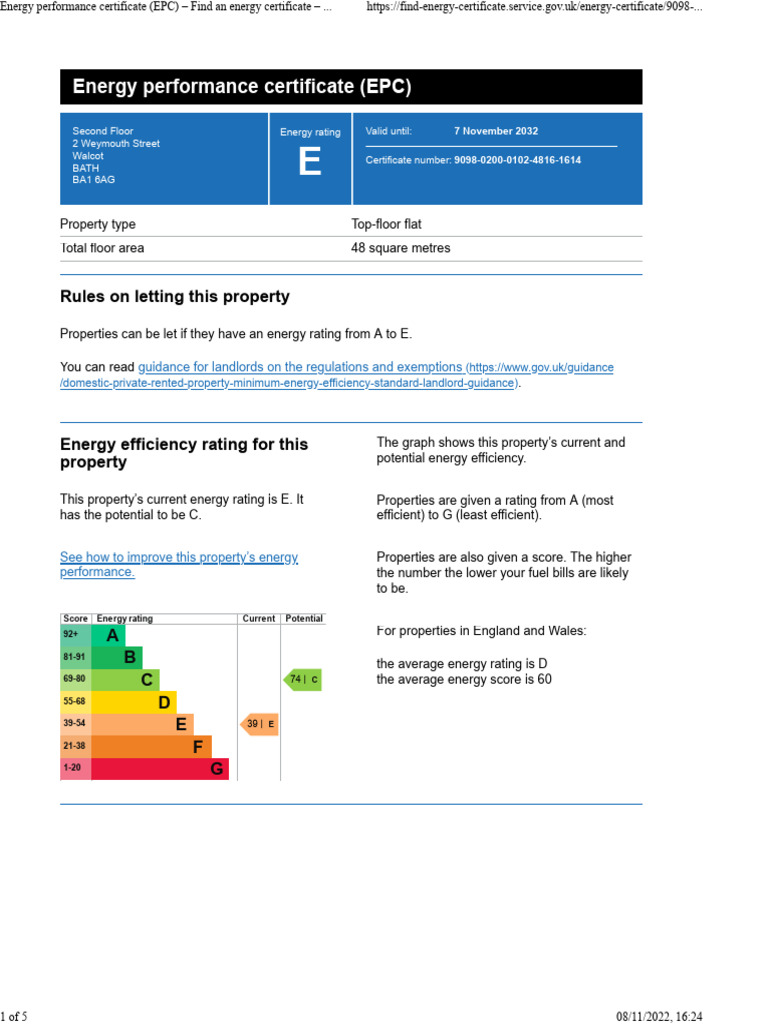 Energy Performance Certificate (EPC) Rules On Letting This Property