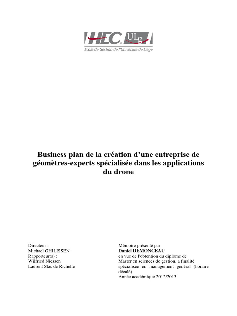 Business Plan de La Création D'une Entreprise de Géomètre-Expert | PDF ...