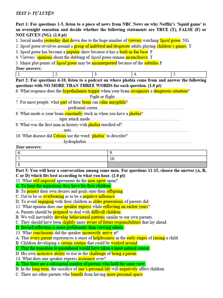 Test 1 Tá Luyá N Pdf Troy