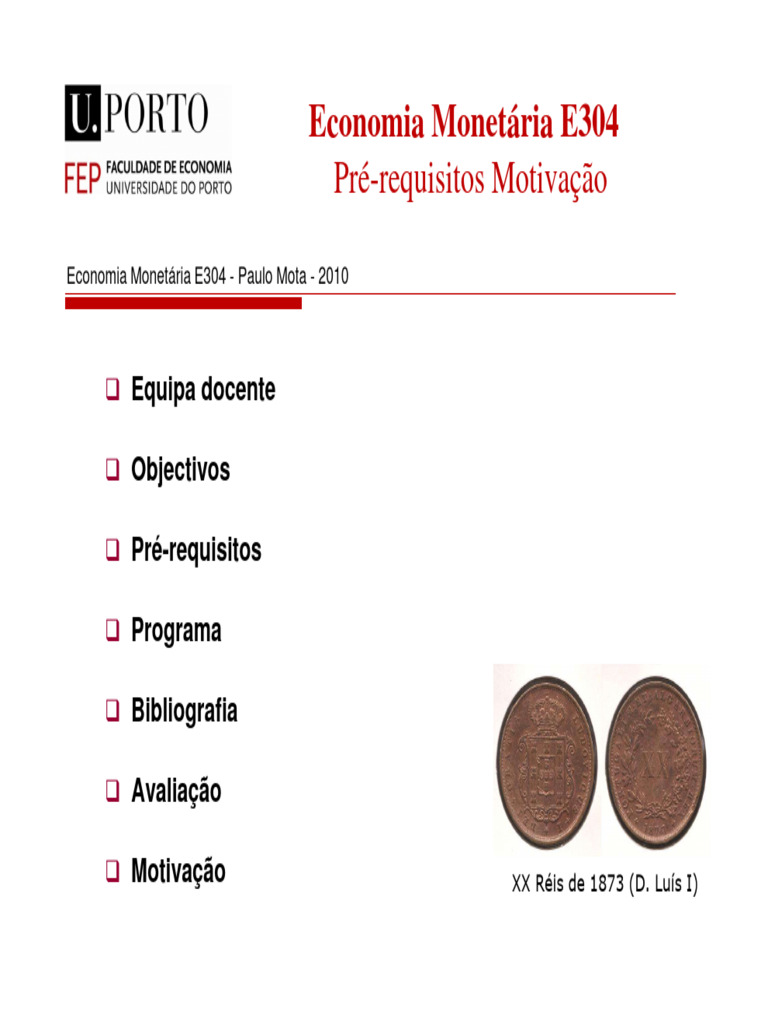 Slides Economia Monetaria-E304 Paulo Mota | PDF | Moeda | Economia