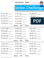 Grade 4 Times Tables Challenge Worksheet 1