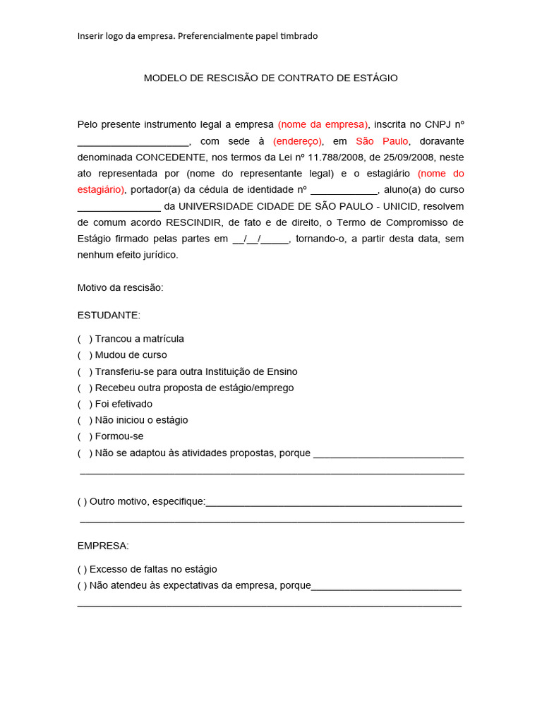 Rescisão Antecipada De Contrato De Estágio: Conheça Seus Direitos – TUYMCH