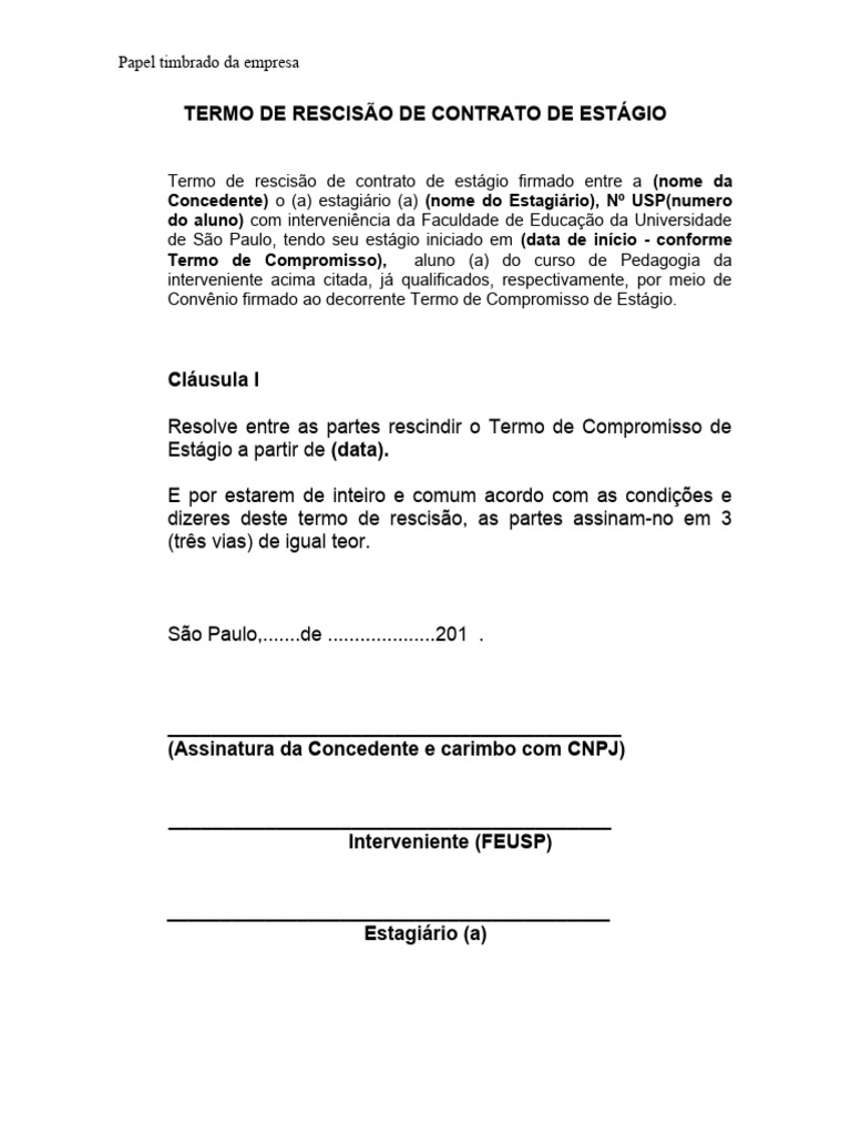 Modelo De Rescisao De Contrato De Trabalho Empregada Domestica