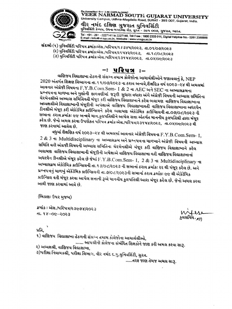 Bcom sem 1 2 aec sec mdc english syllabus as per govt nep gr dt 11