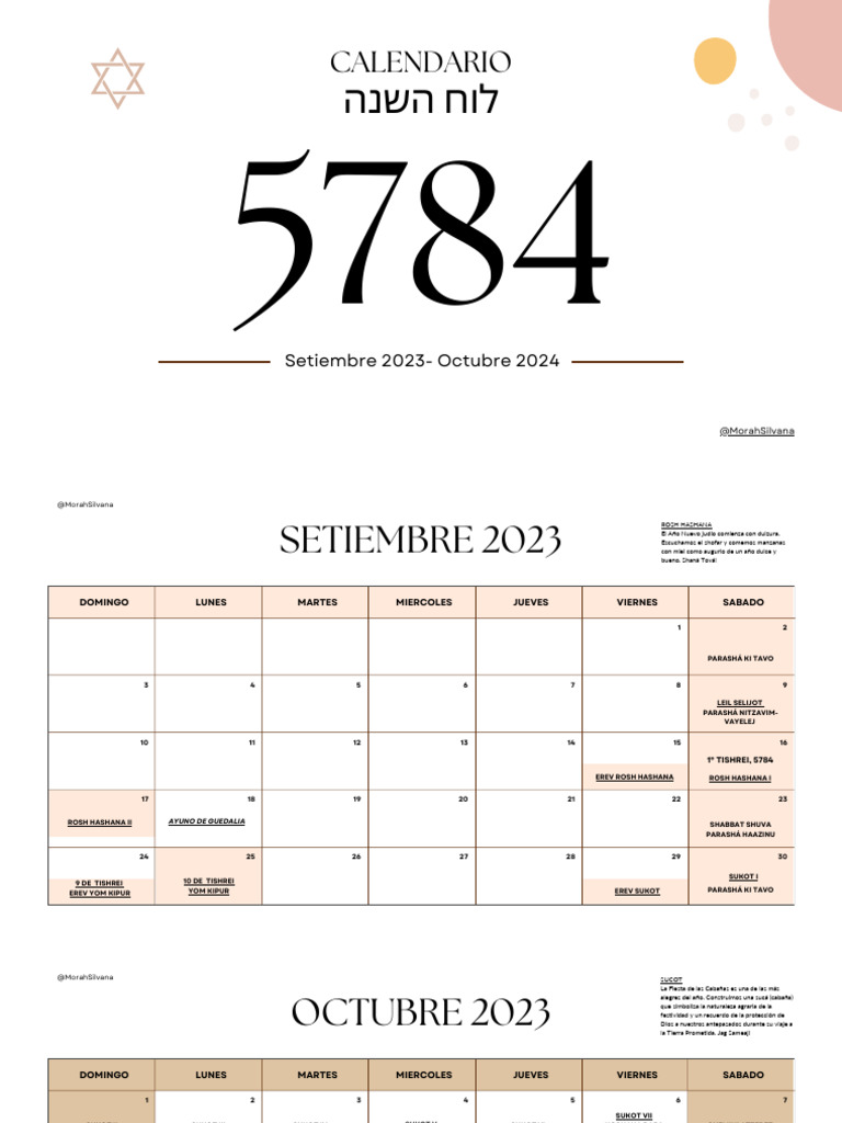 Calendario Judío 5784-5785 | PDF | Pascua | Janucá